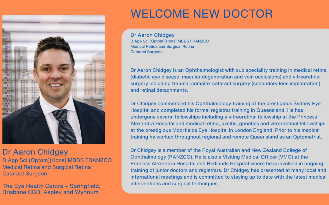 New Ophthalmologist Dr Aaron Chidgey